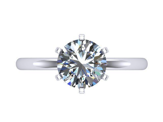 single stone engagement ring 3D print model_1