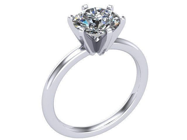 single stone engagement ring 3D print model