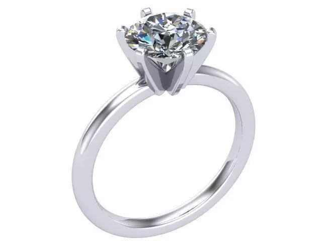single stone engagement ring 3D print model_0