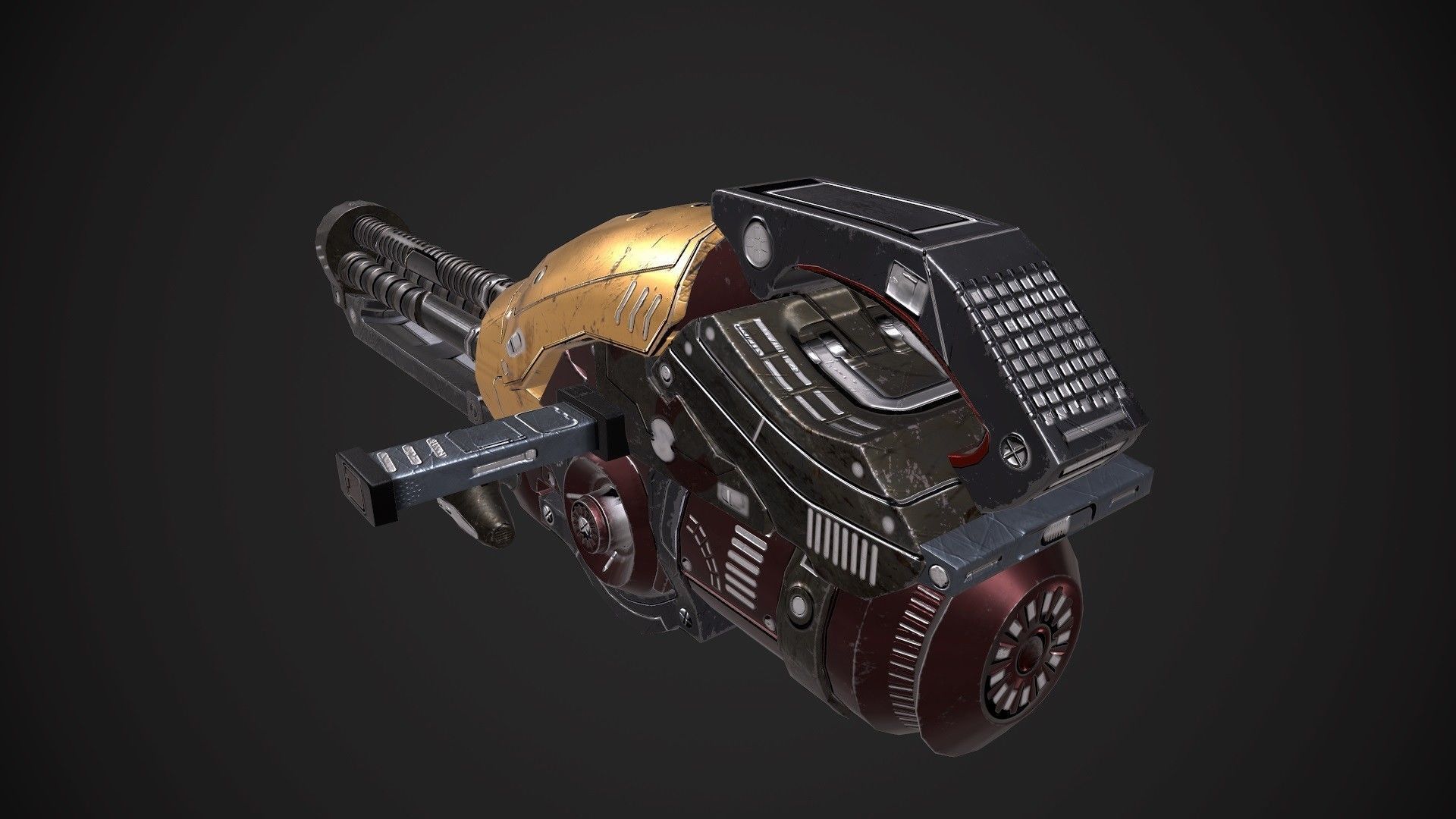 SCI-FI HEAVY CANNON Low-poly 3D model_3