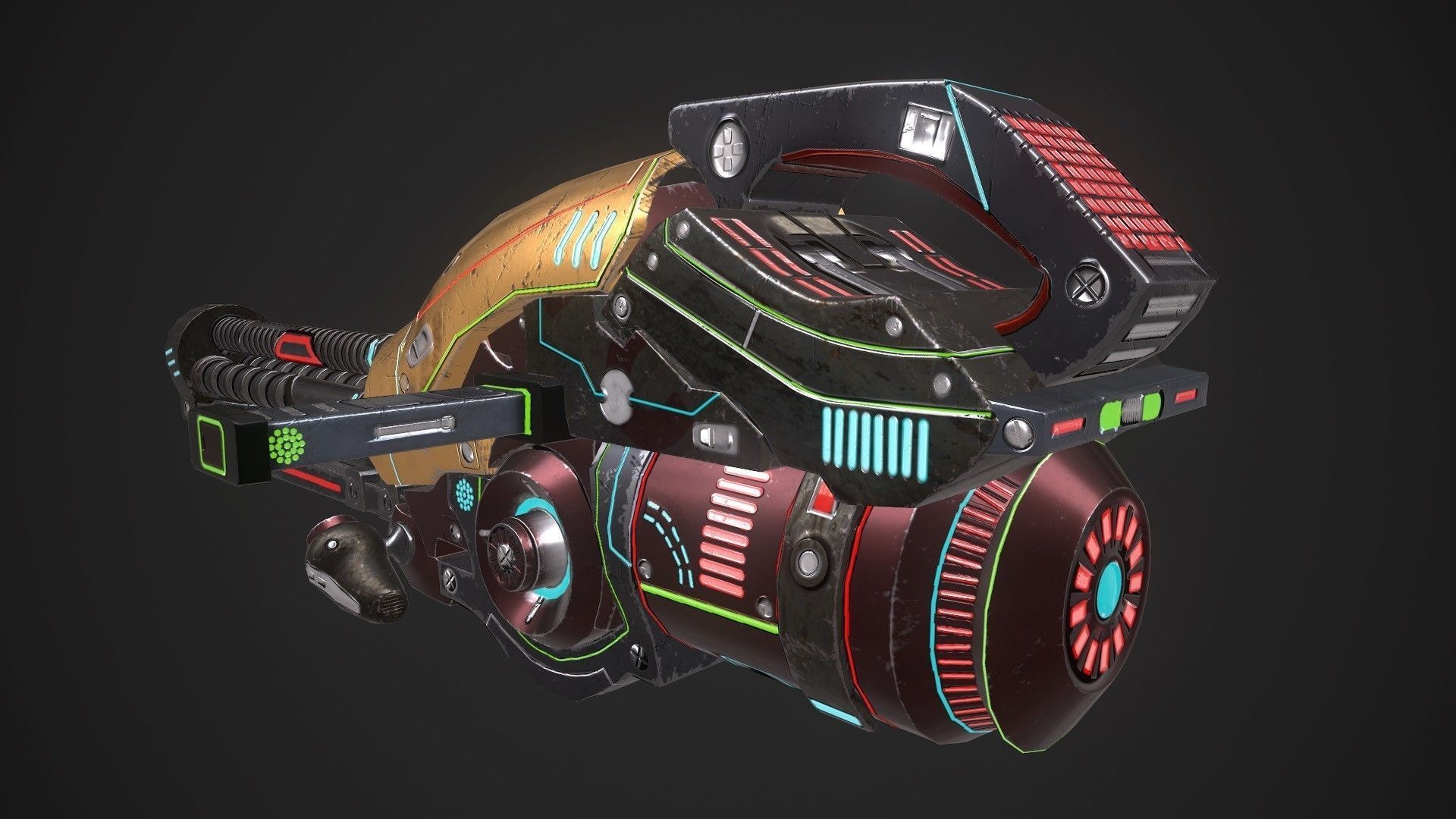 SCI-FI HEAVY CANNON Low-poly 3D model_7