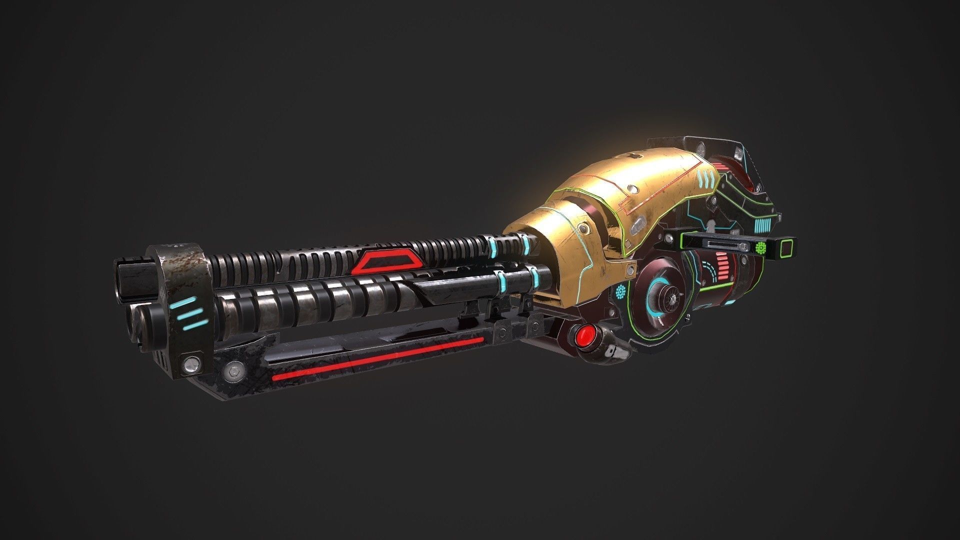SCI-FI HEAVY CANNON Low-poly 3D model_1