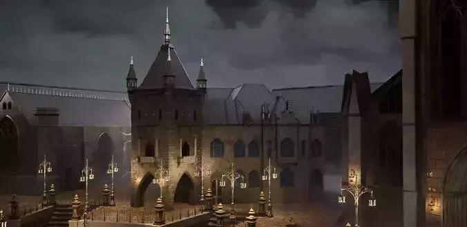Bloodborne style Victorian Church  Low-poly 3D model