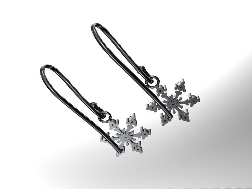 Snowflake earrrings 3D print model_2