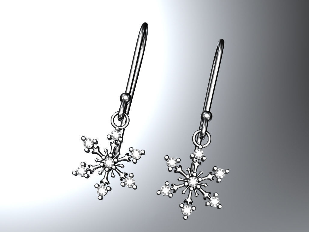 Snowflake earrrings 3D print model_1
