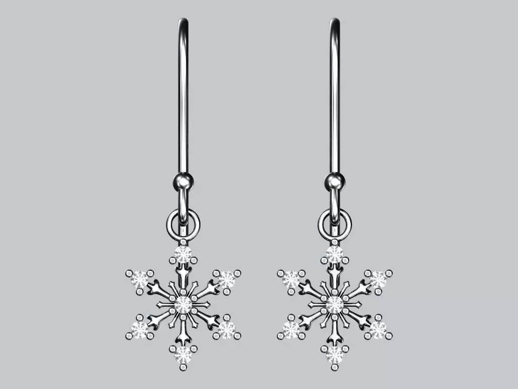 Snowflake earrrings 3D print model_0