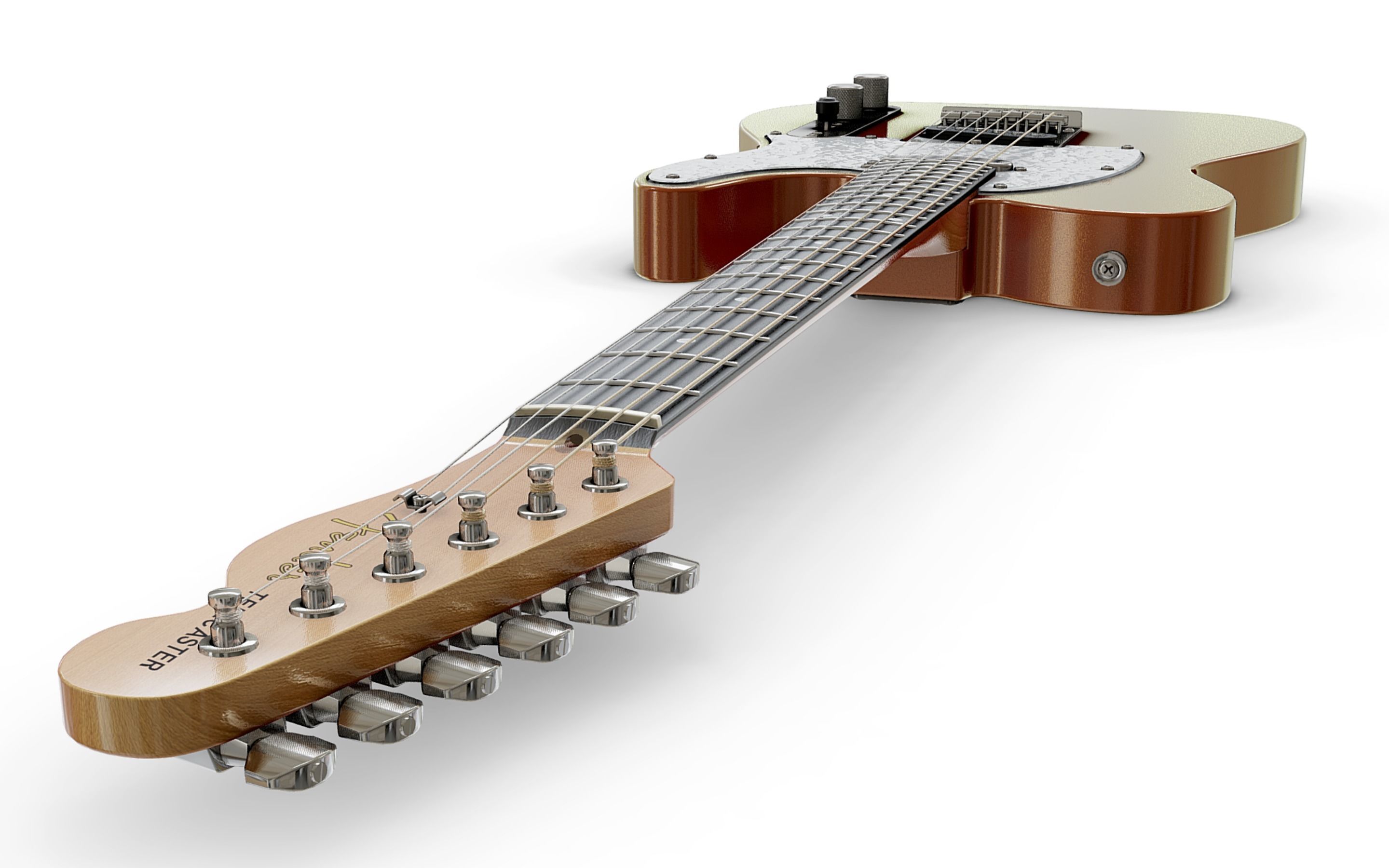 Fender Telecaster Modern style Low-poly 3D model_7