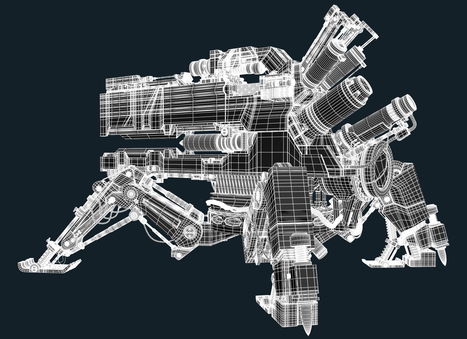 VIXIQ robot with guns 3D model_3