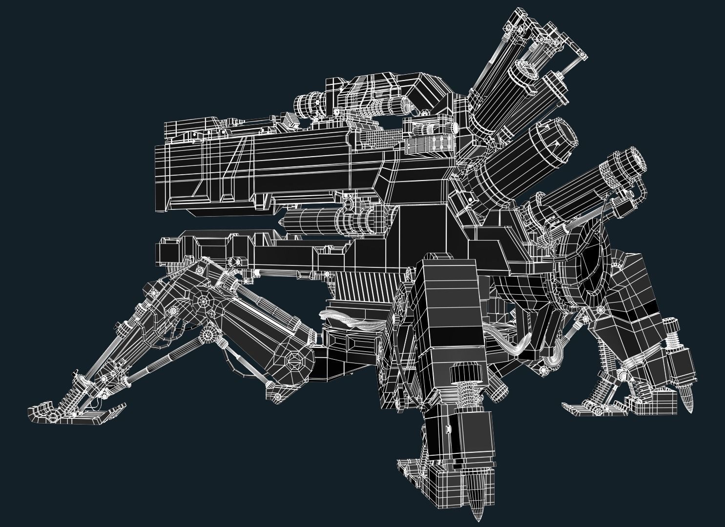 VIXIQ robot with guns 3D model_2