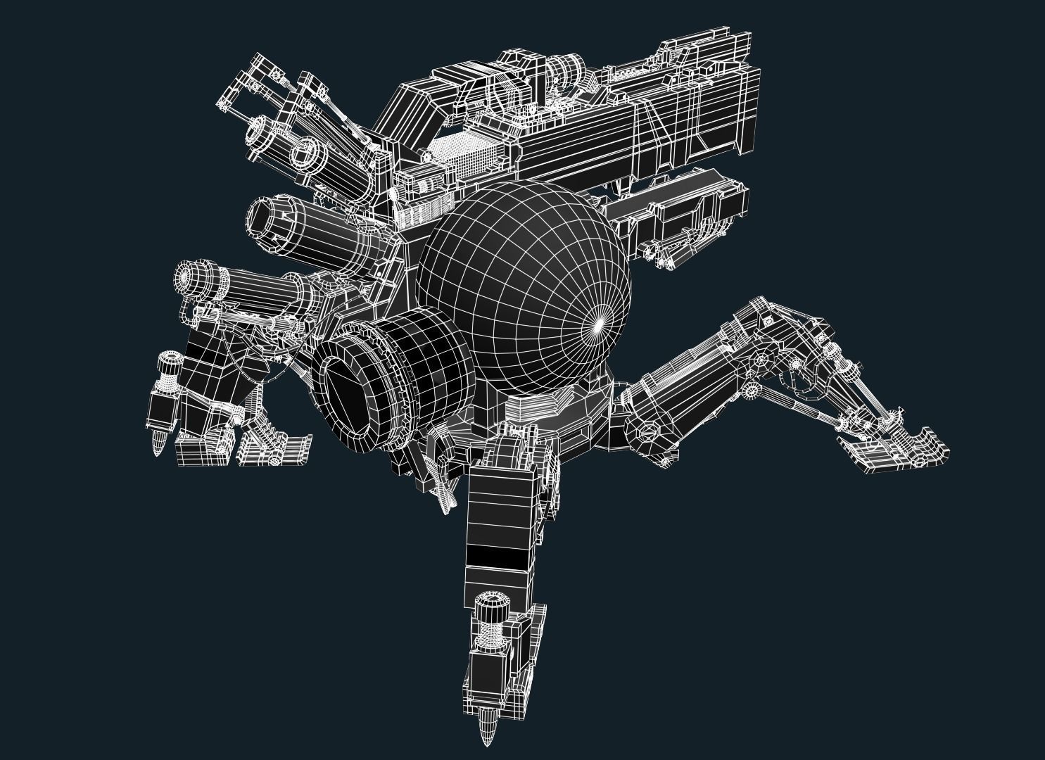 VIXIQ robot with guns 3D model_4