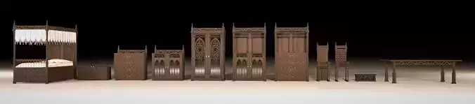 Gothic furniture set 3D model
