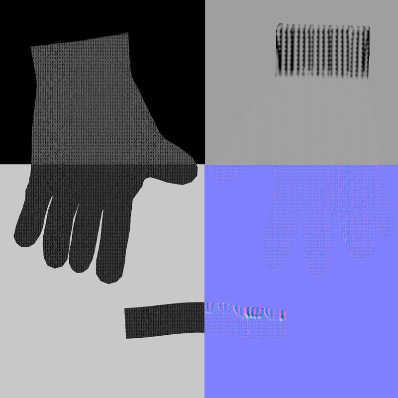 Wool Gloves Low-poly 3D model_9