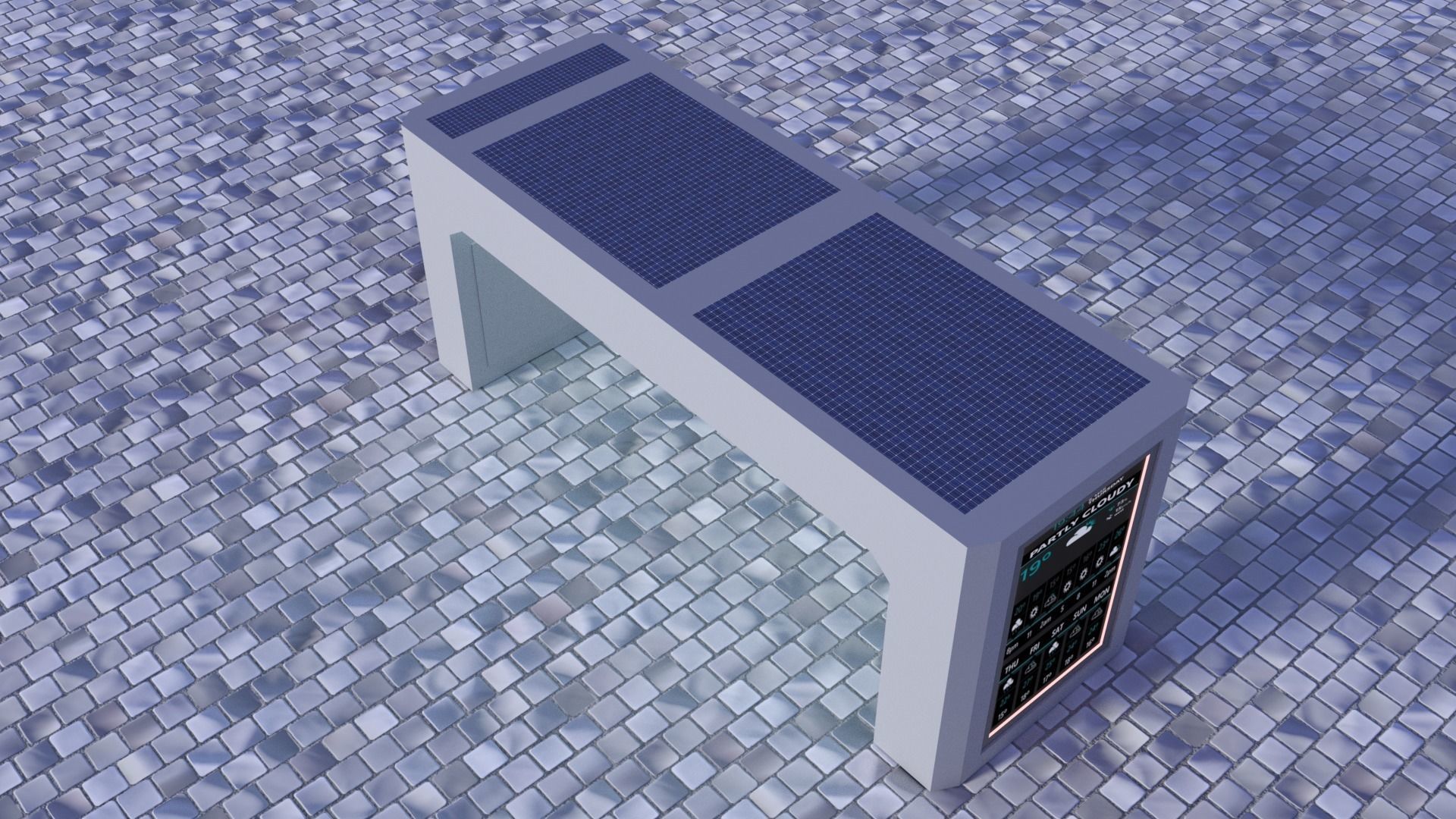 Smart Bench Low-poly 3D model_2