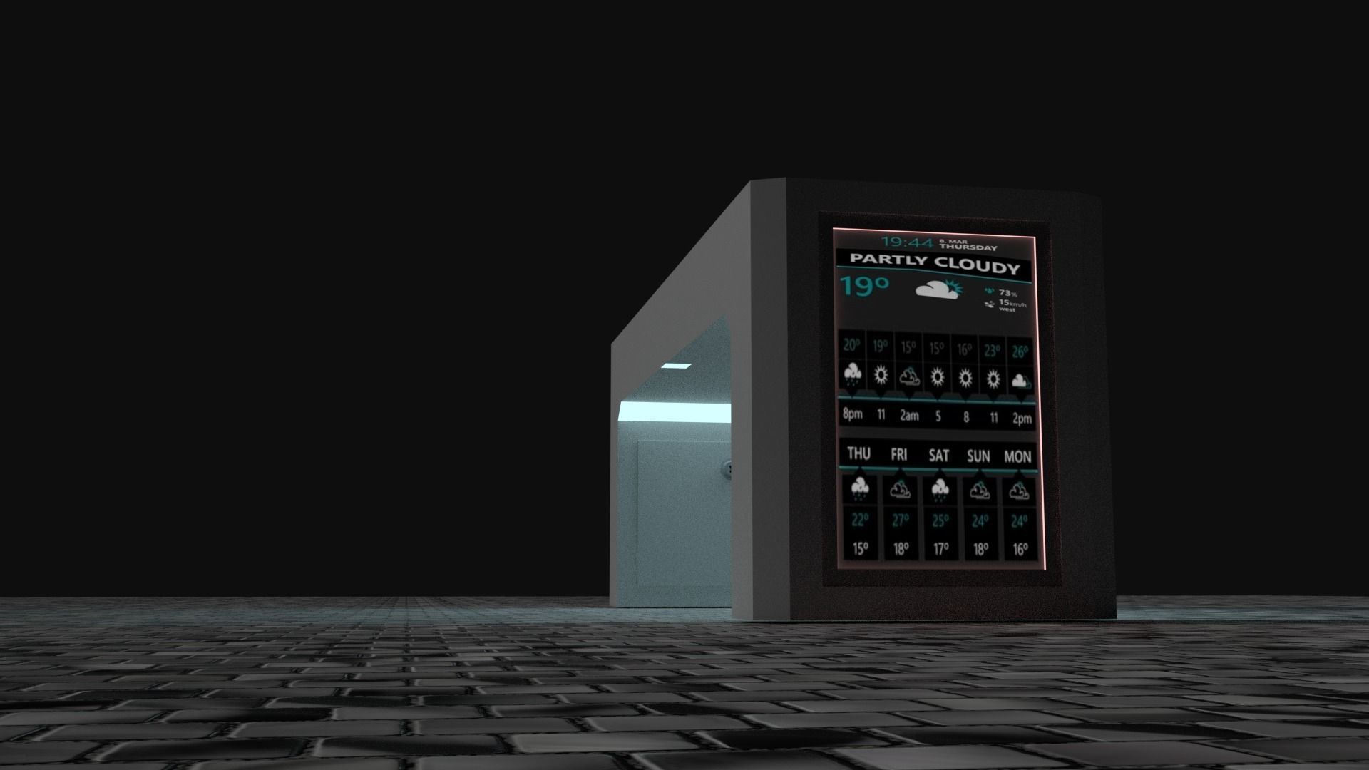 Smart Bench Low-poly 3D model_3