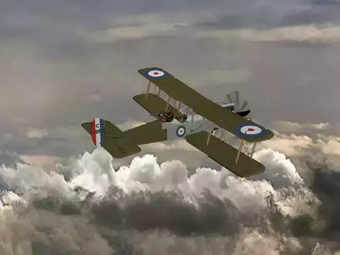 Airco DH 9 WWI biplane 3D model