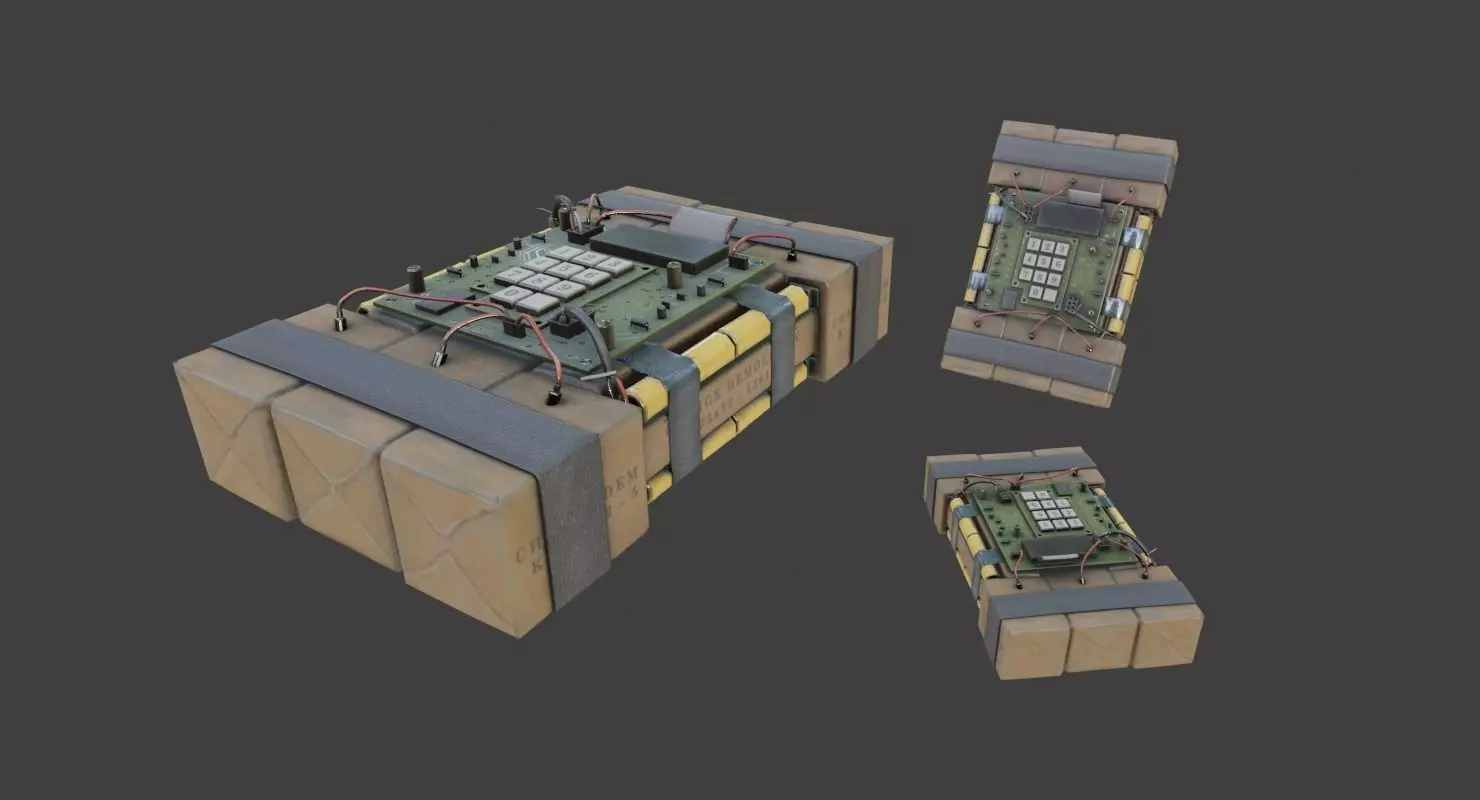 Improvised Detonation Charge C4 Low-poly 3D model_0