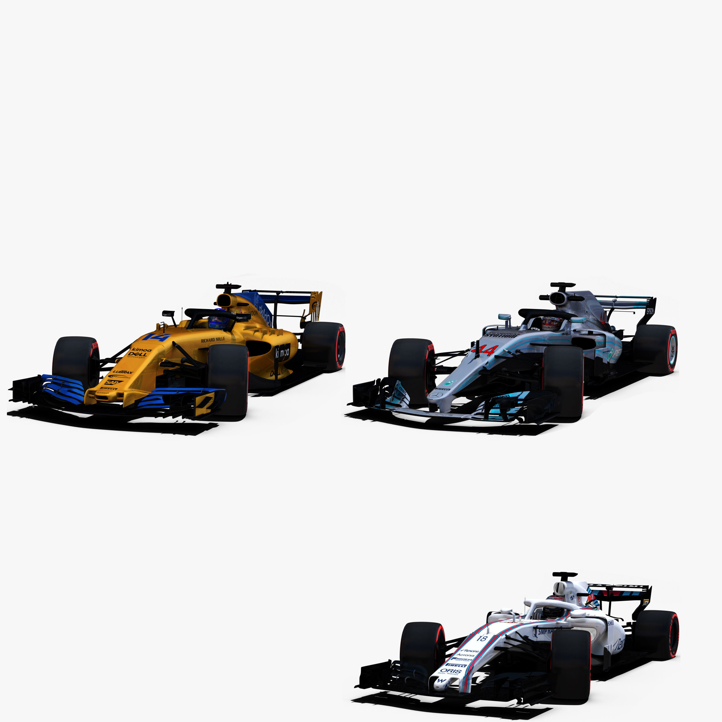 Formula 1 2018 Pack 4 Low-poly 3D model_2