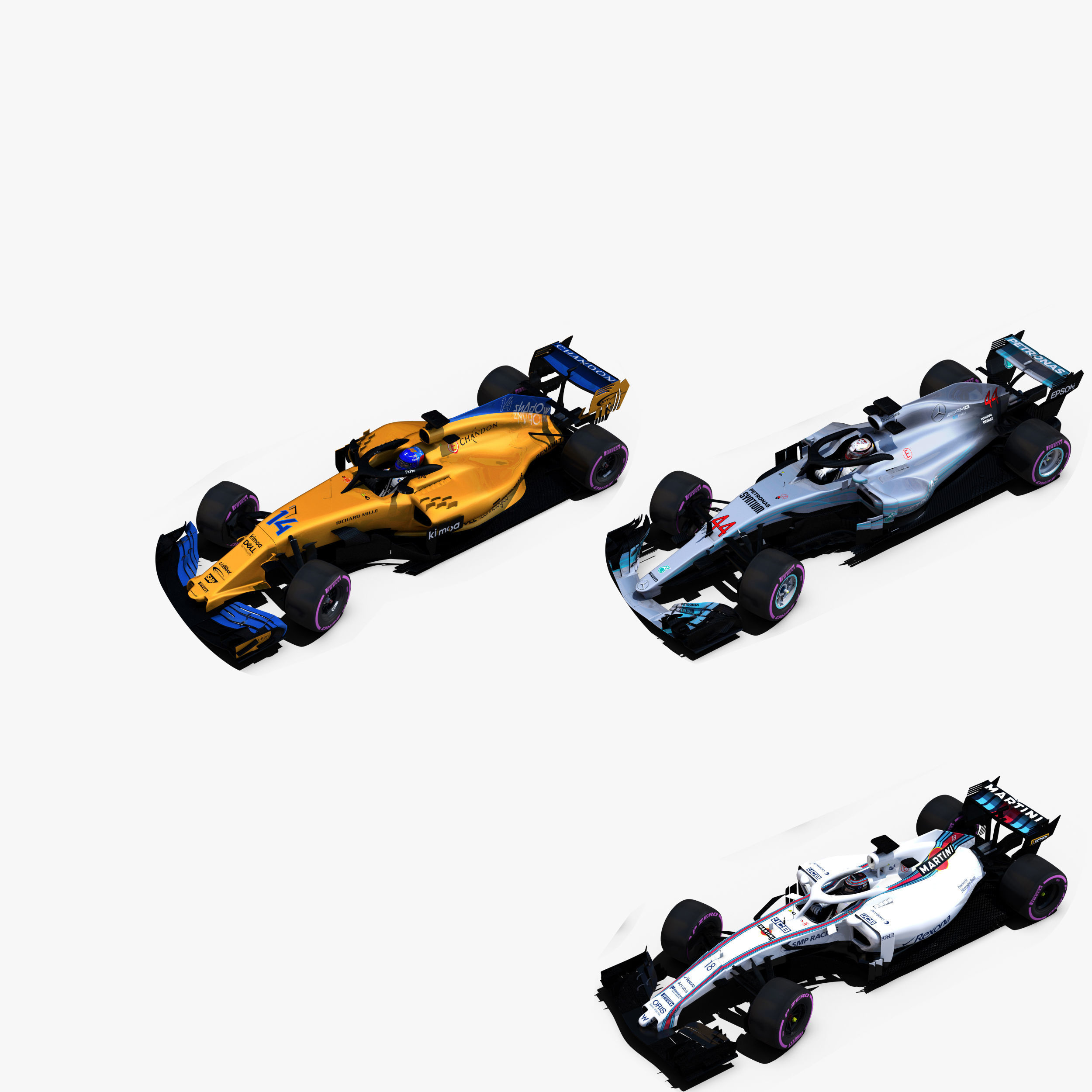 Formula 1 2018 Pack 4 Low-poly 3D model_4