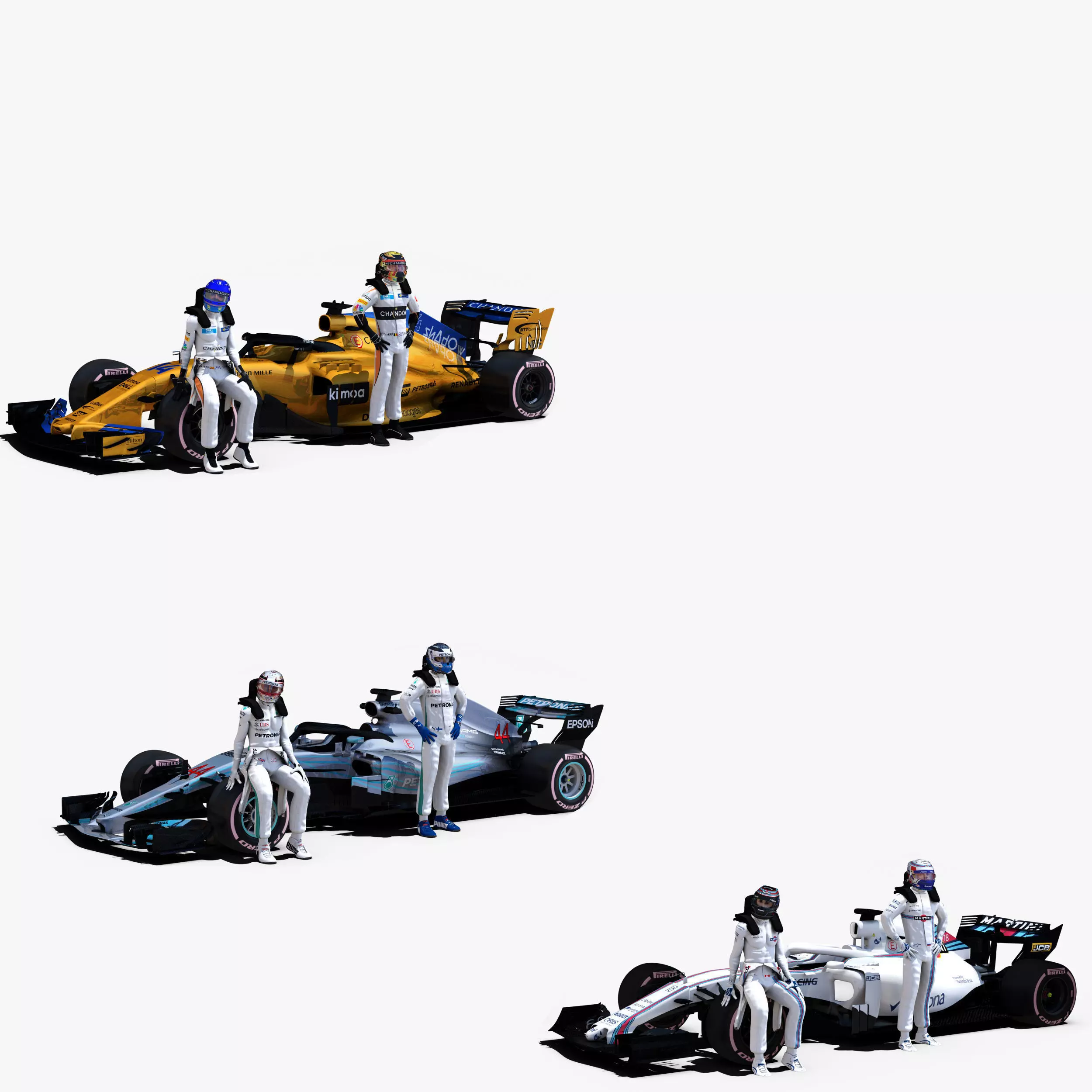 Formula 1 2018 Pack 4 Low-poly 3D model_0