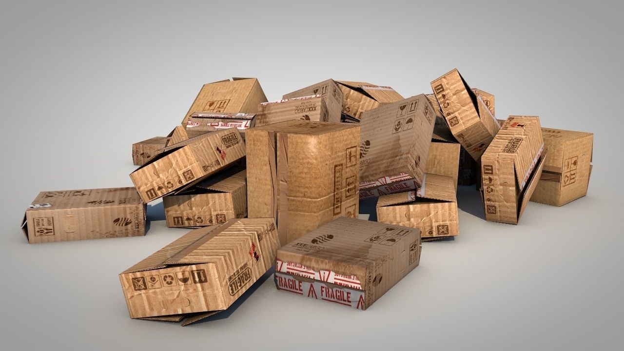 Game Ready Cardboard Boxes Low-poly 3D model_15
