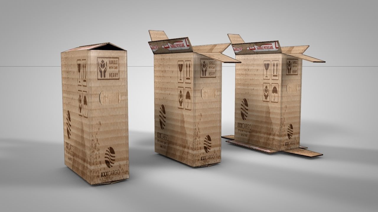 Game Ready Cardboard Boxes Low-poly 3D model_6
