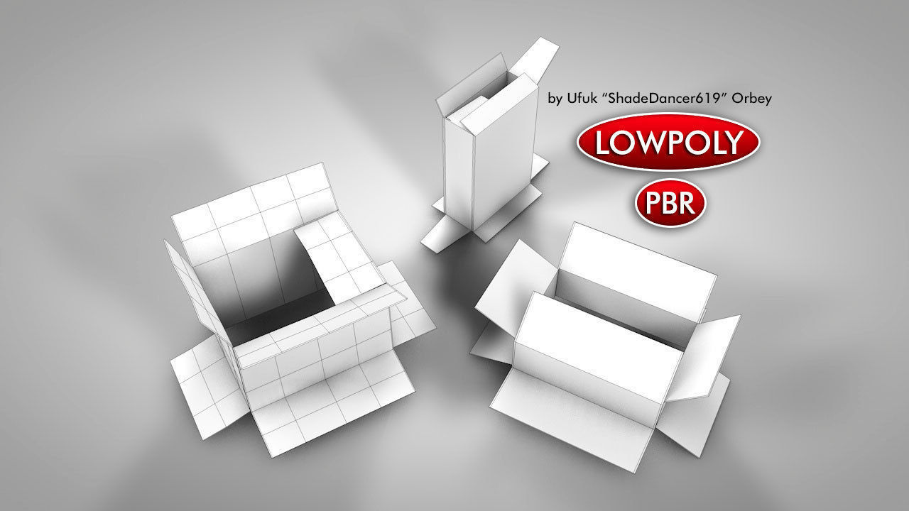 Game Ready Cardboard Boxes Low-poly 3D model_1