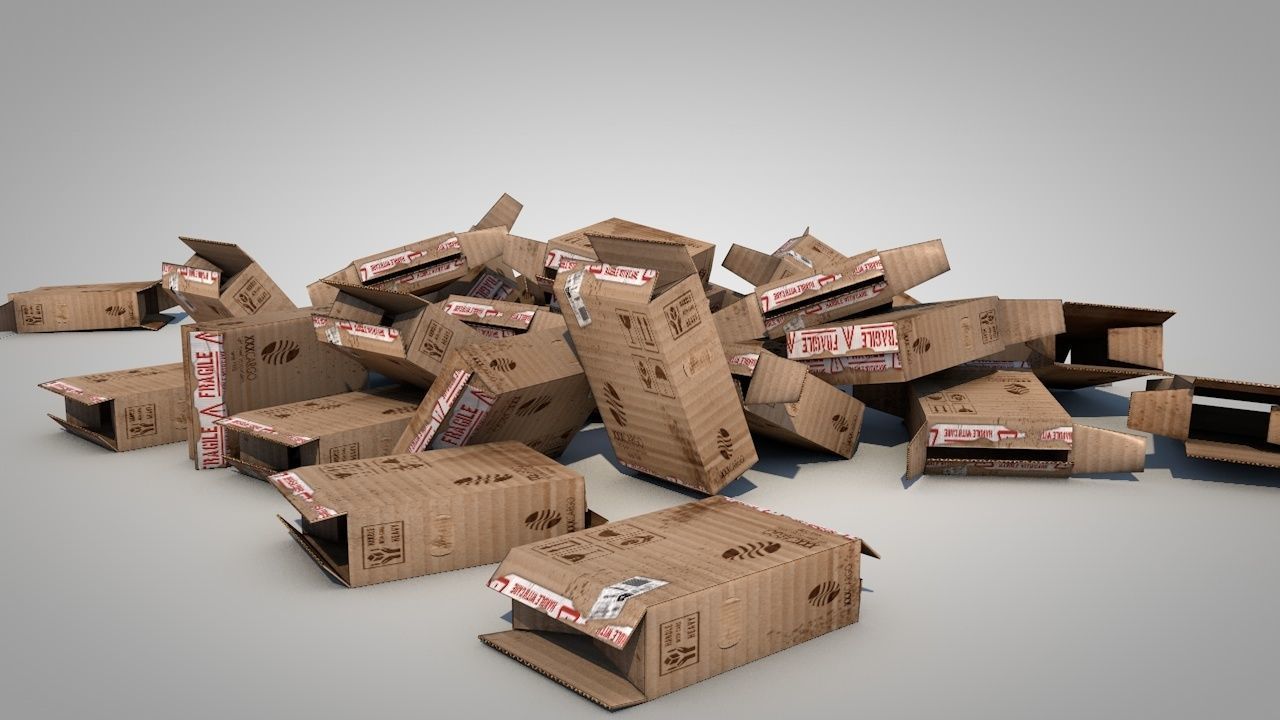 Game Ready Cardboard Boxes Low-poly 3D model_14