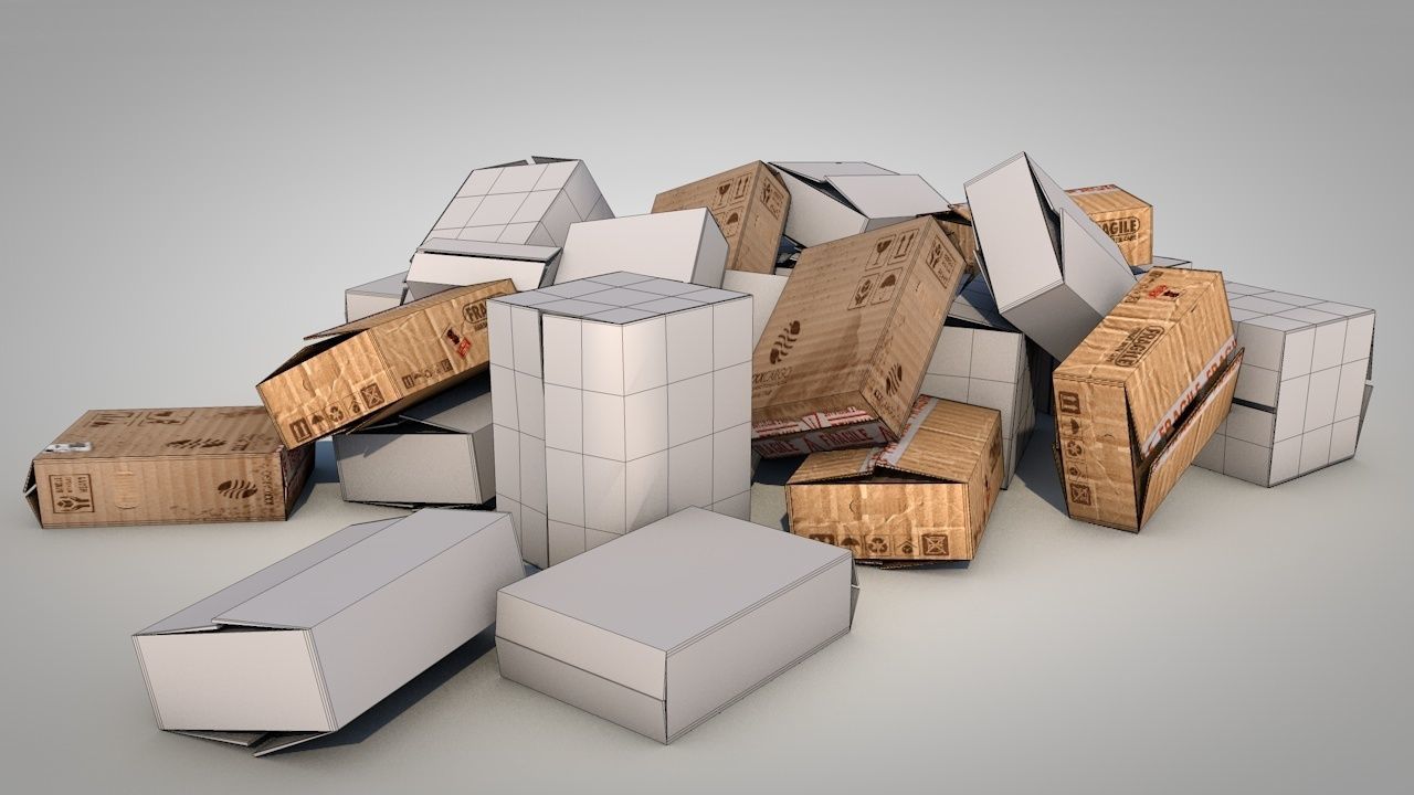 Game Ready Cardboard Boxes Low-poly 3D model_16