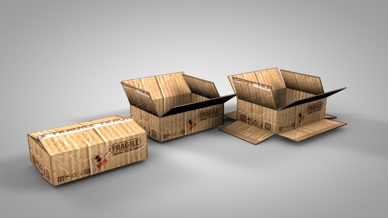 Game Ready Cardboard Boxes Low-poly 3D model_5