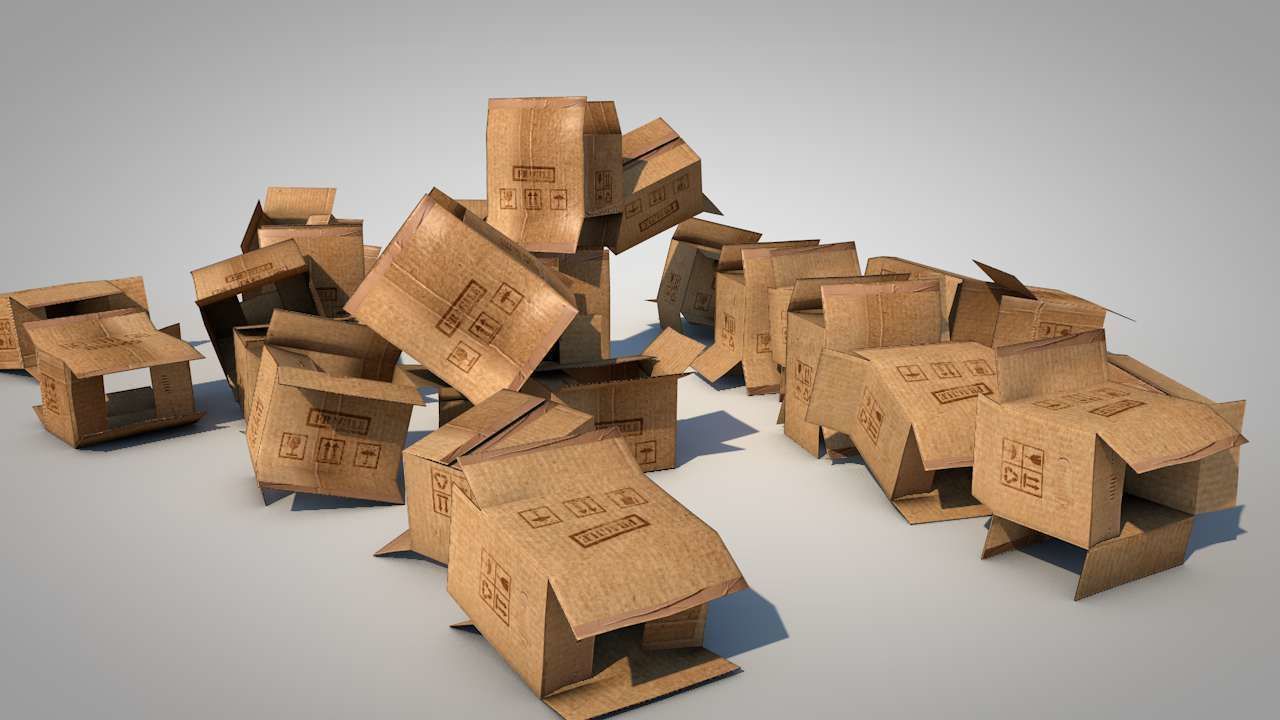 Game Ready Cardboard Boxes Low-poly 3D model_12
