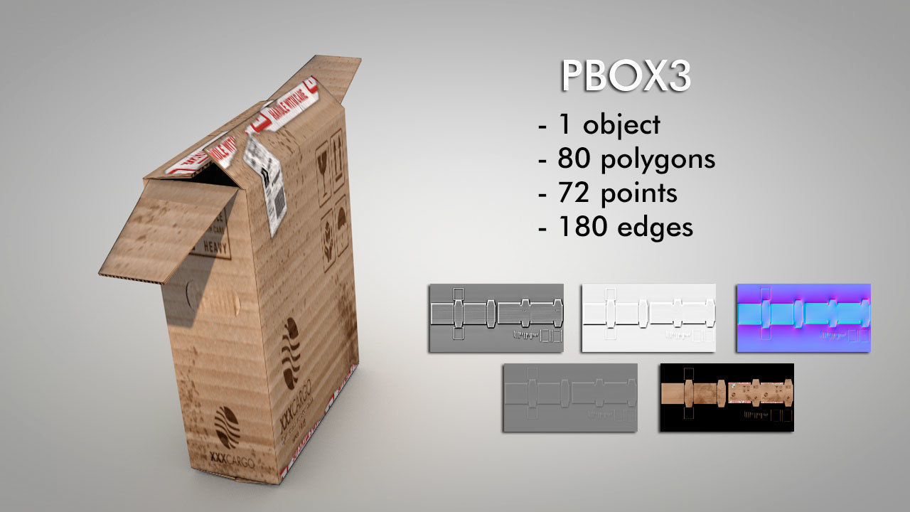 Game Ready Cardboard Boxes Low-poly 3D model_11