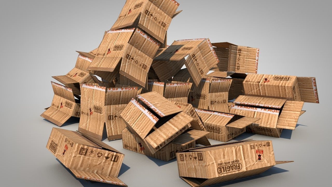 Game Ready Cardboard Boxes Low-poly 3D model_13