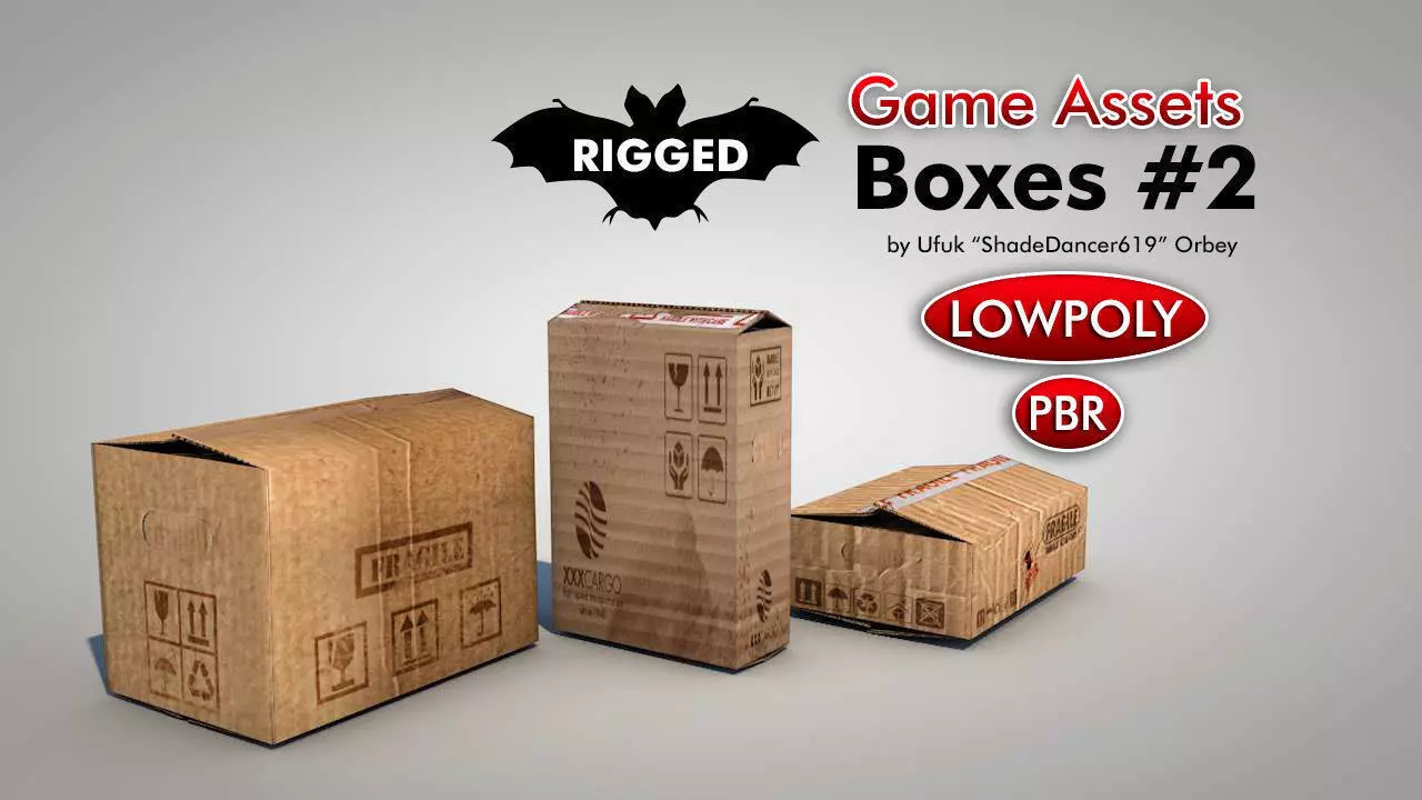 Game Ready Cardboard Boxes Low-poly 3D model_0