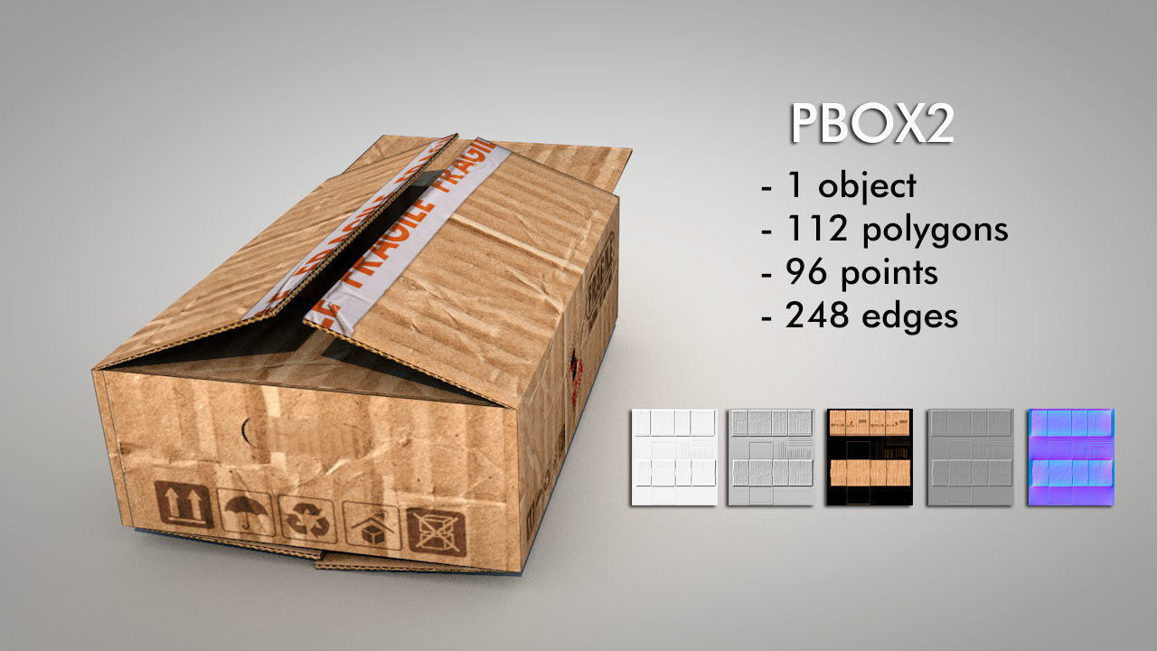 Game Ready Cardboard Boxes Low-poly 3D model_10