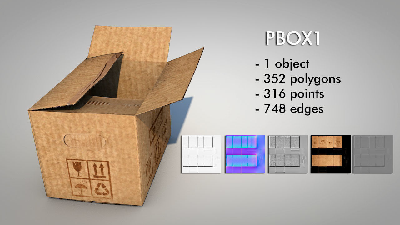 Game Ready Cardboard Boxes Low-poly 3D model_9