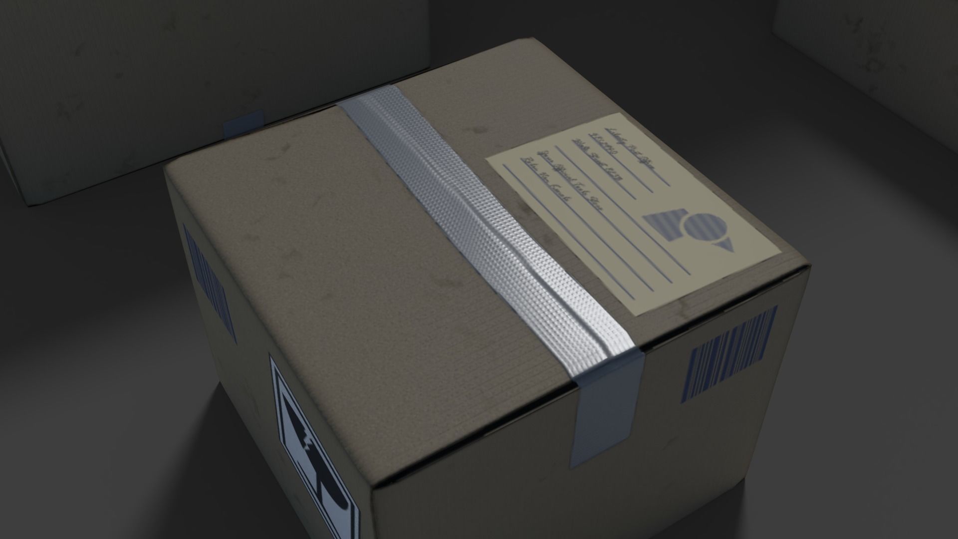 Carton Boxes Low-poly 3D model_4