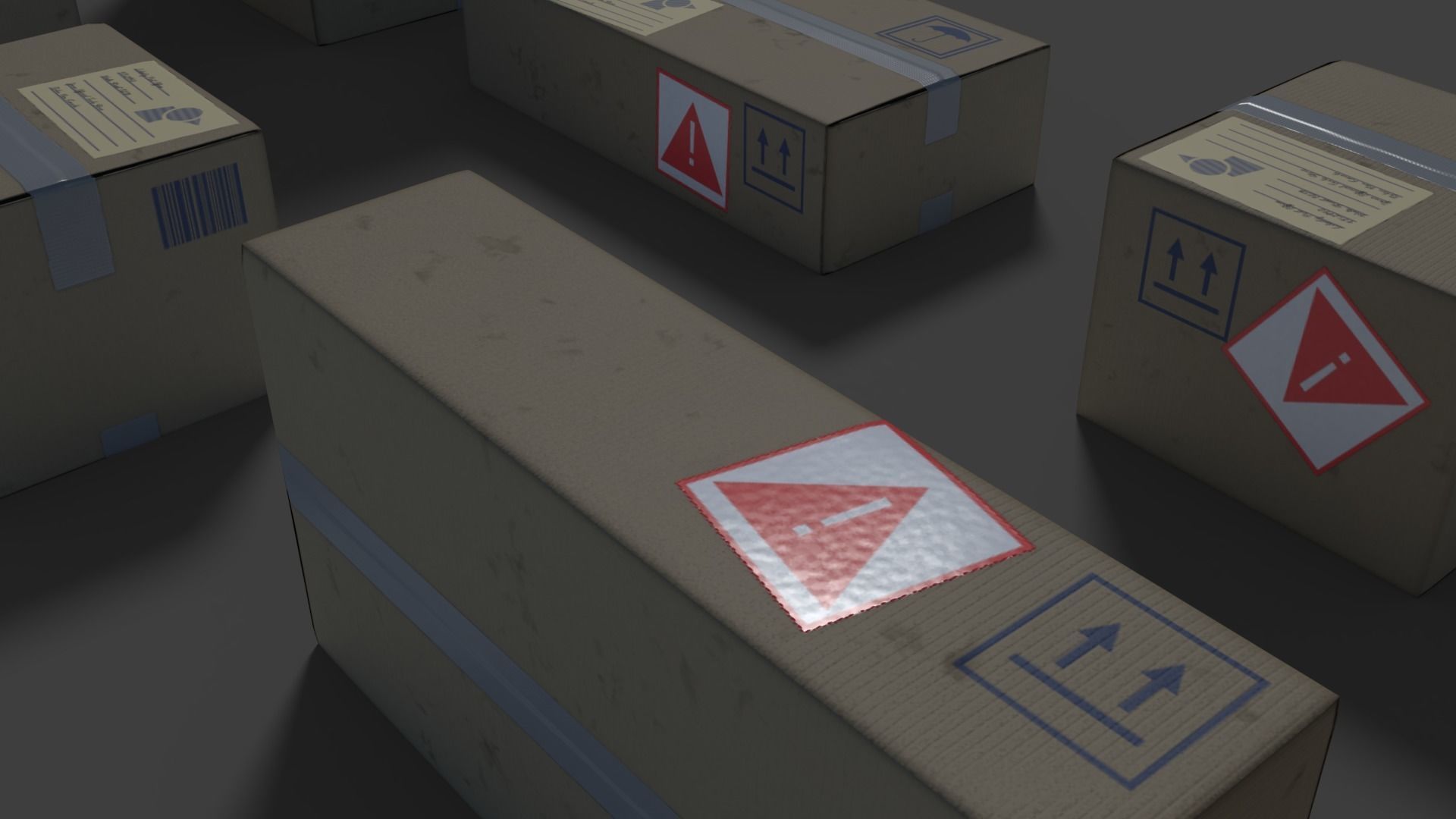Carton Boxes Low-poly 3D model_5