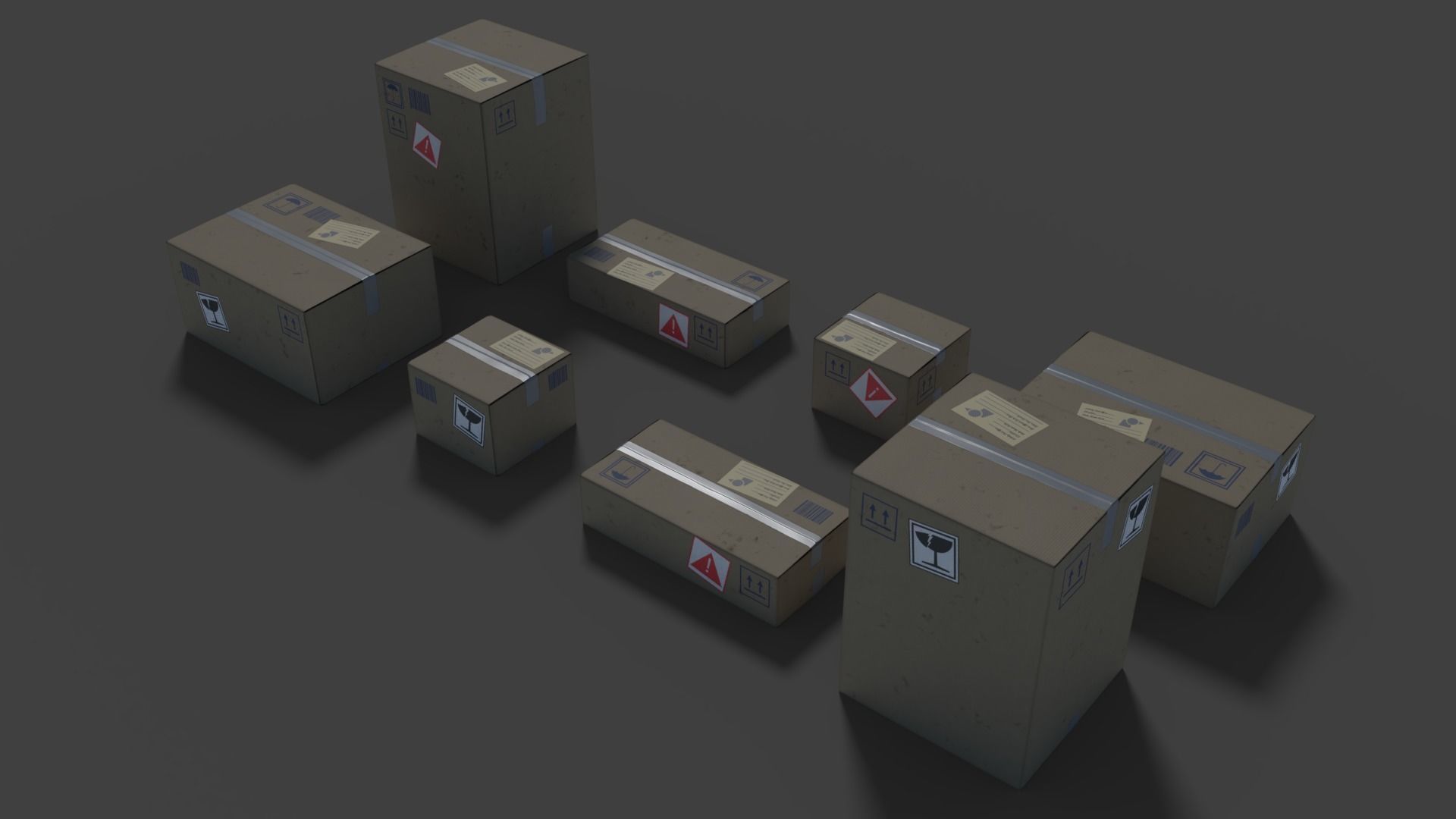Carton Boxes Low-poly 3D model_2