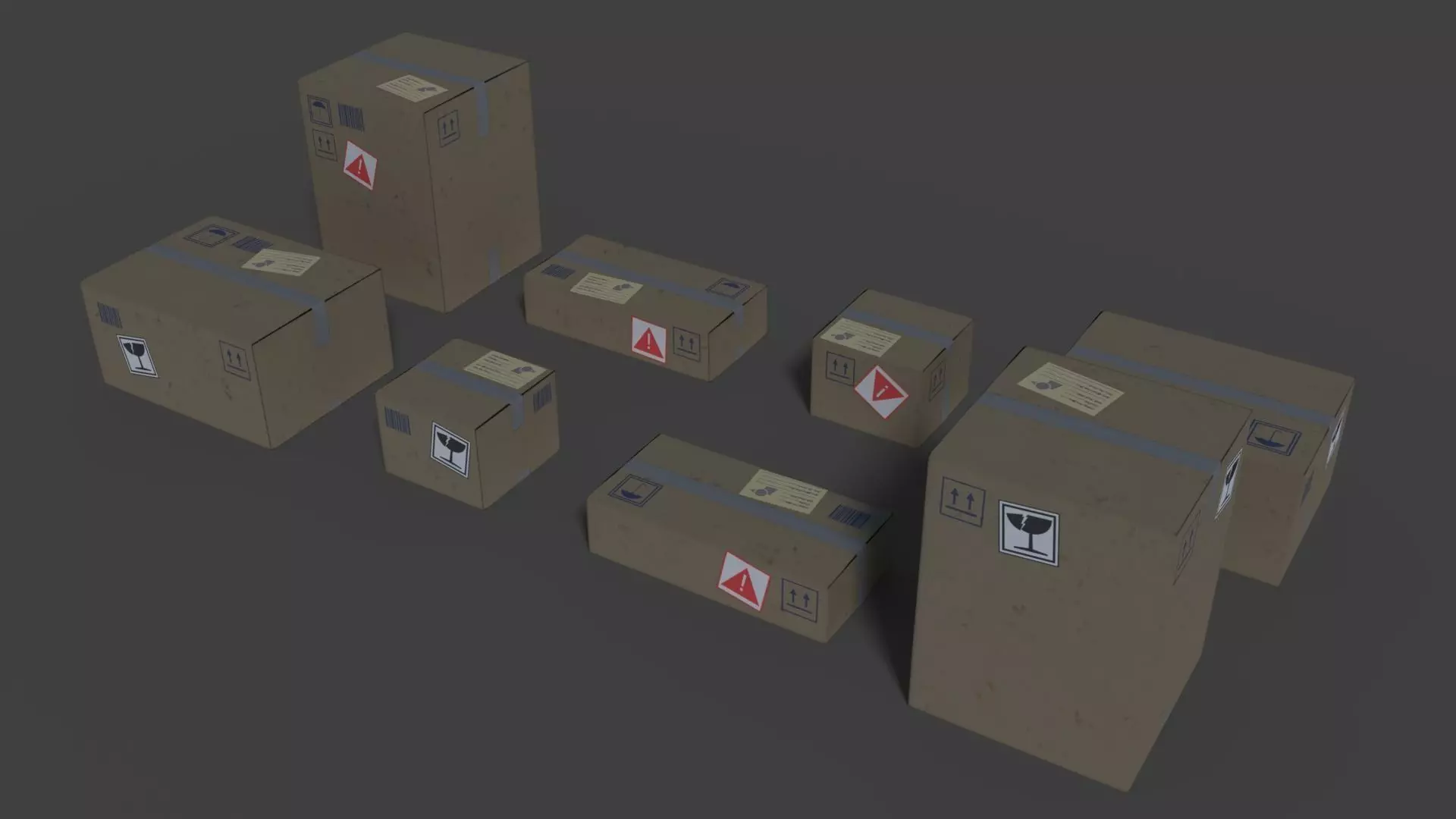 Carton Boxes Low-poly 3D model_0