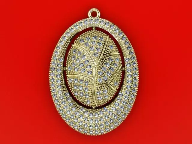 Chic woman pendant with shiny stones 3D print model