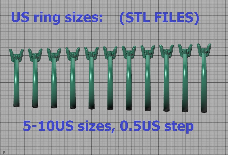 Three Stone Diamond ring printable 3dmodel N10344 3D print model 3D print model_9