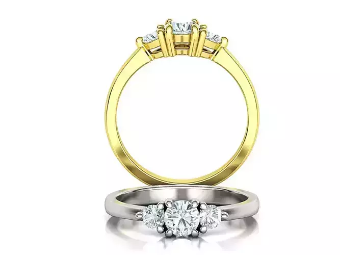 Three Stone Diamond ring printable 3dmodel N10344 3D print model 3D print model