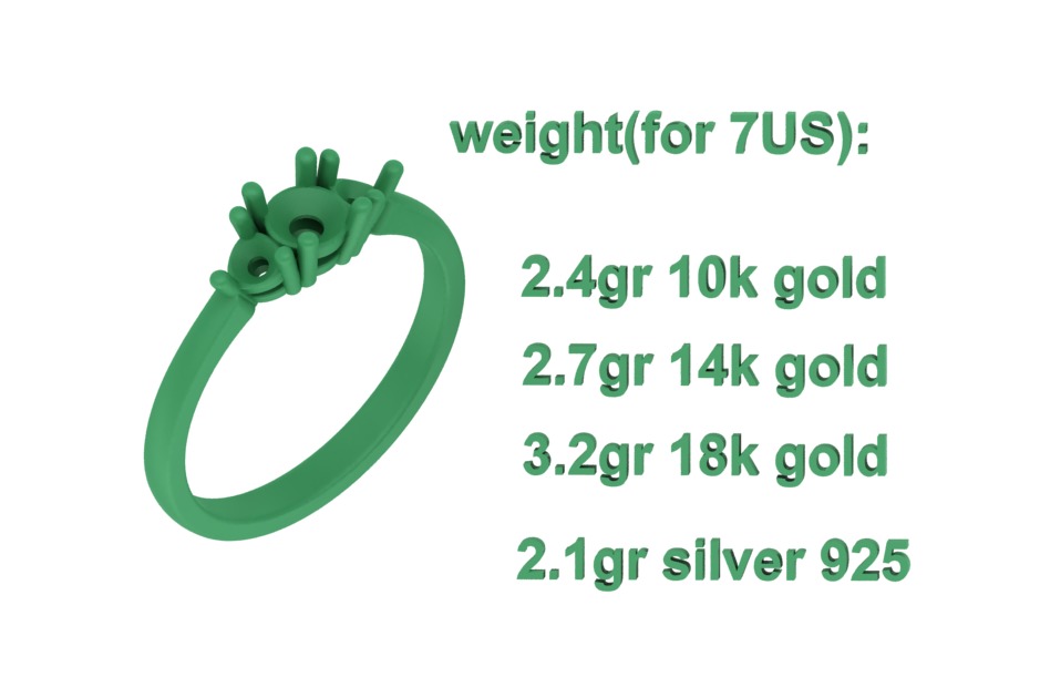 Three Stone Diamond ring printable 3dmodel N10344 3D print model 3D print model_8