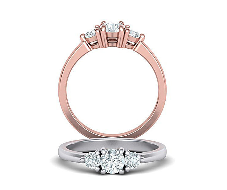 Three Stone Diamond ring printable 3dmodel N10344 3D print model 3D print model_2