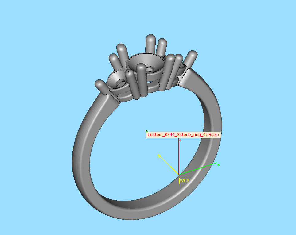 Three Stone Diamond ring printable 3dmodel N10344 3D print model 3D print model_44