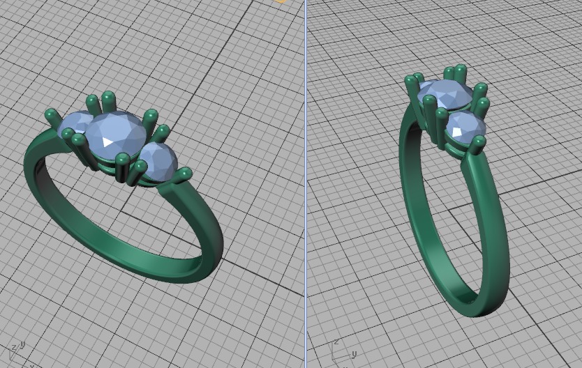 Three Stone Diamond ring printable 3dmodel N10344 3D print model 3D print model_45