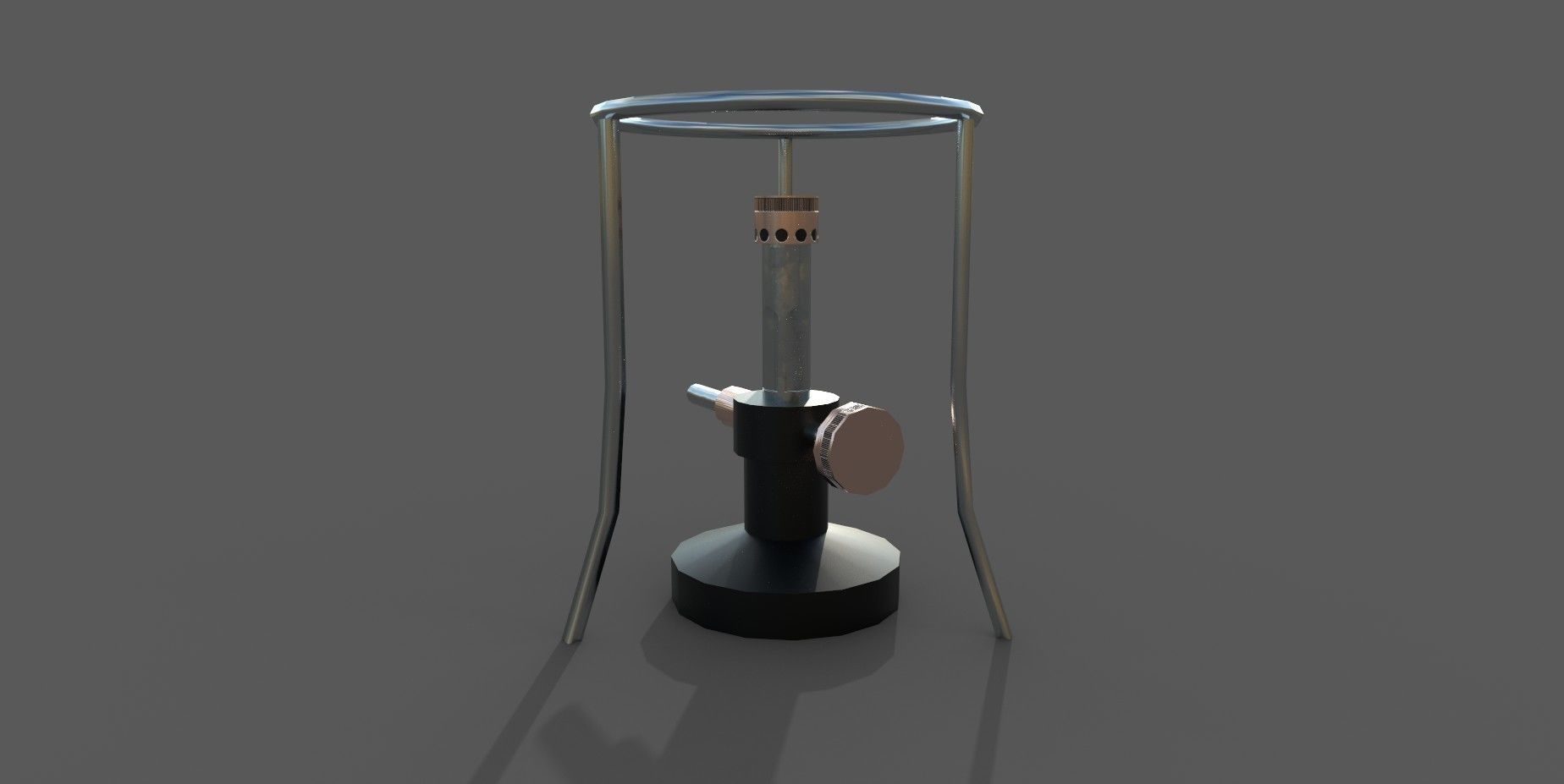 Bunsenburner lamp with metal stand Low-poly 3D model_4