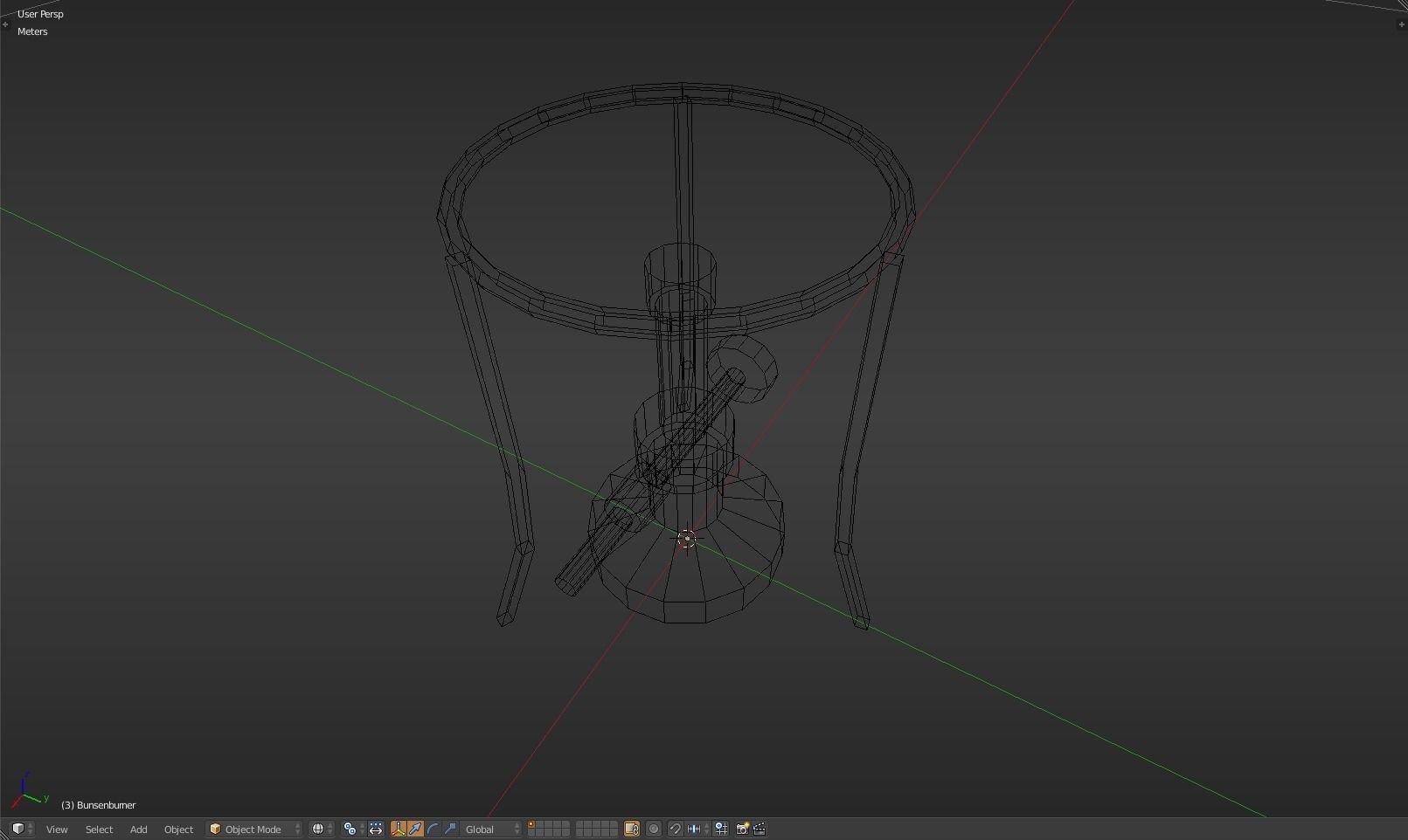 Bunsenburner lamp with metal stand Low-poly 3D model_11