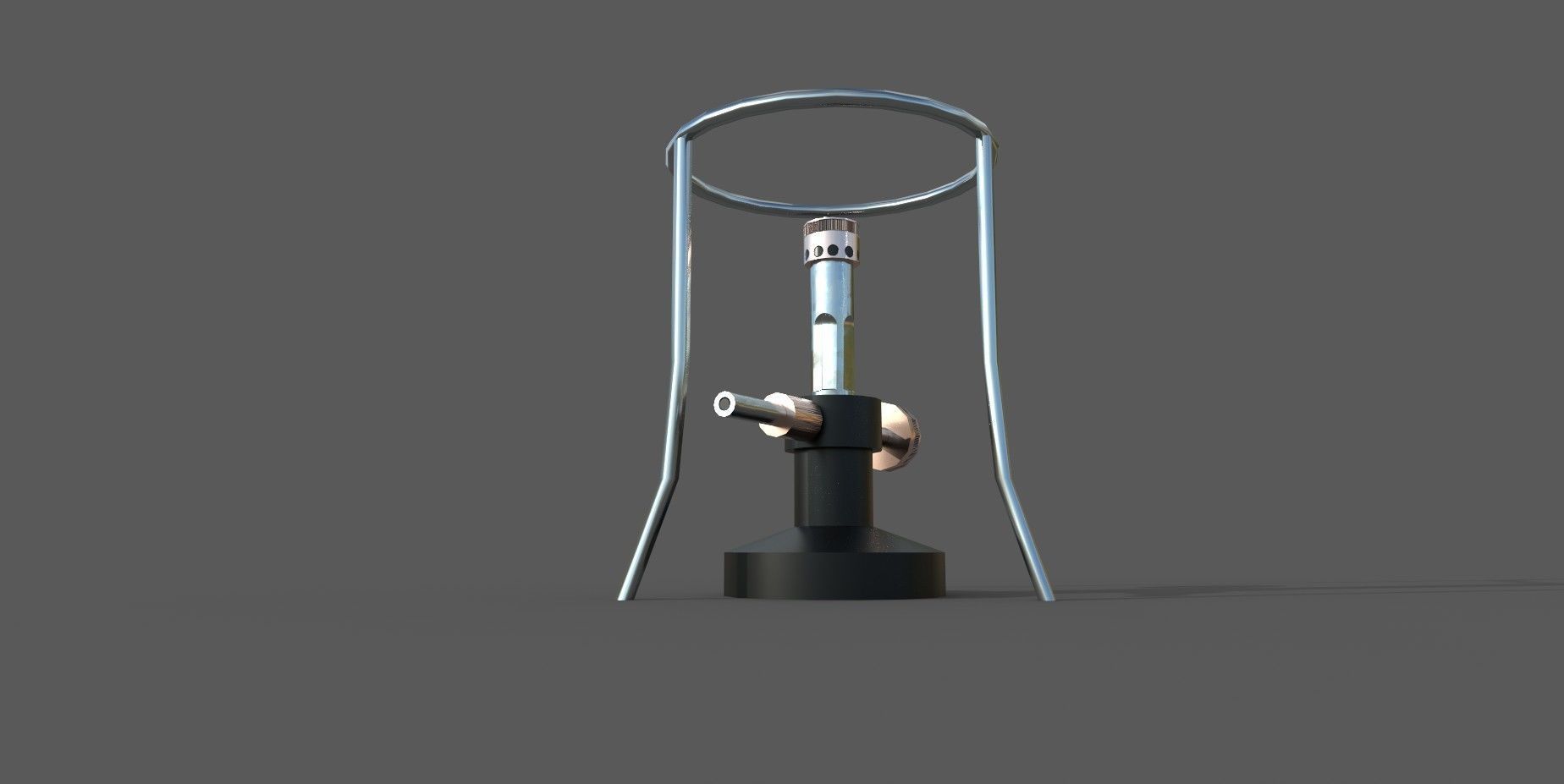 Bunsenburner lamp with metal stand Low-poly 3D model_3