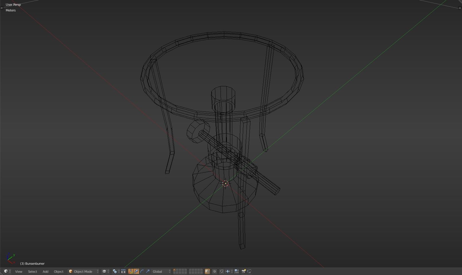 Bunsenburner lamp with metal stand Low-poly 3D model_9